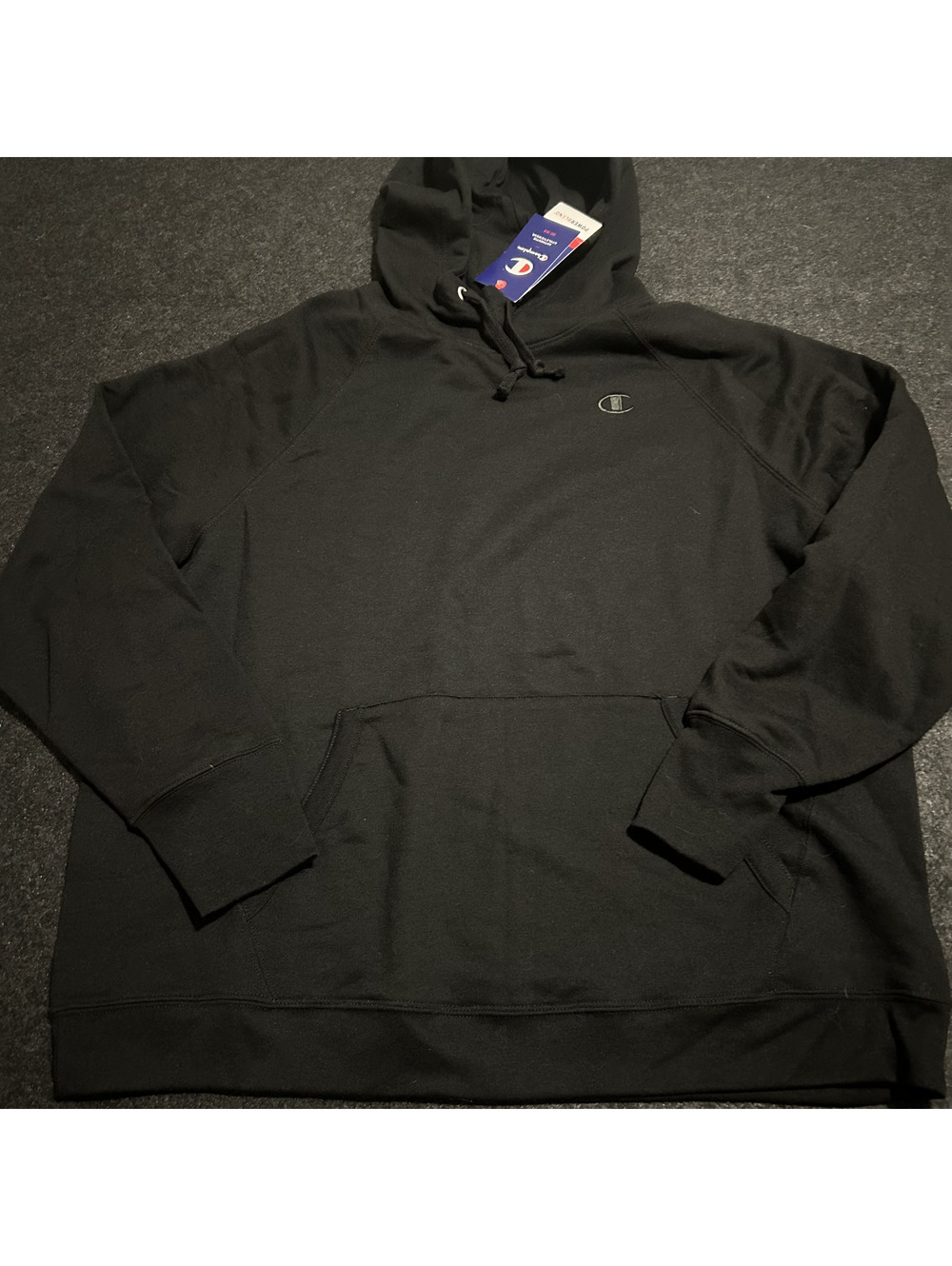 NWT Champion Powerblend Fleece Hoodie Black Men's Size 2XL Embroidered Logo